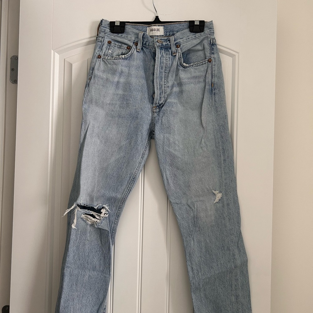 Agolde Riley Light Blue Distressed Jeans